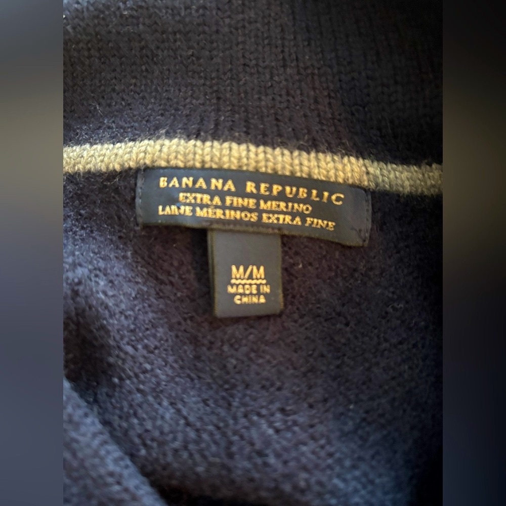 Banana Republic Navy Blue Merino Cardigan Sweater Jacket - Picture 5 of 6